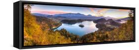 Lake Bled and the Julian Alps Illuminated at Sunrise, Lake Bled, Bled, Upper Carniola, Slovenia-Doug Pearson-Framed Stretched Canvas