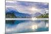 Lake Bled at Sunrise with the Church on Lake Bled Island and Bled Castle-Matthew Williams-Ellis-Mounted Photographic Print