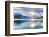 Lake Bled at Sunrise with the Church on Lake Bled Island and Bled Castle-Matthew Williams-Ellis-Framed Photographic Print