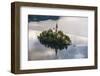 Lake Bled Boat (Pletna) Approaching Lake Bled Island at Sunrise, Gorenjska, Slovenia, Europe-Matthew Williams-Ellis-Framed Photographic Print