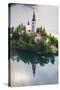 Lake Bled Boat (Pletna) at Lake Bled Island at Sunrise, Gorenjska, Slovenia, Europe-Matthew Williams-Ellis-Stretched Canvas