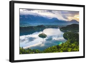 Lake Bled Island and the Julian Alps at Sunrise-Matthew Williams-Ellis-Framed Photographic Print