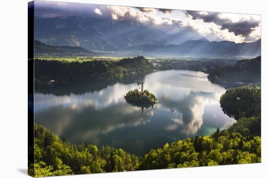 Lake Bled Reflections at Sunrise, Julian Alps, Gorenjska, Slovenia, Europe-Matthew Williams-Ellis-Stretched Canvas