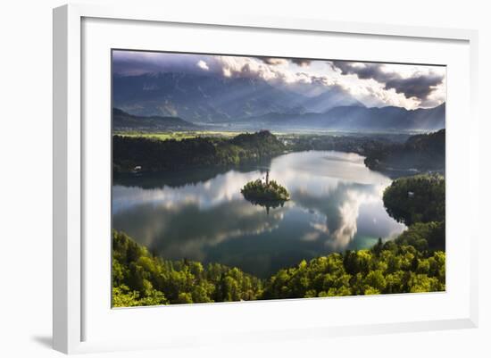 Lake Bled Reflections at Sunrise, Julian Alps, Gorenjska, Slovenia, Europe-Matthew Williams-Ellis-Framed Photographic Print