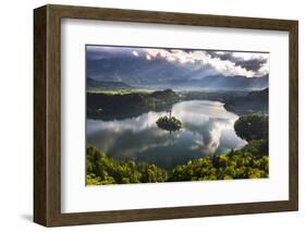 Lake Bled Reflections at Sunrise, Julian Alps, Gorenjska, Slovenia, Europe-Matthew Williams-Ellis-Framed Photographic Print