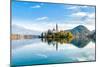 Lake Bled Slovenia. Beautiful Mountain Lake with Small Pilgrimage Church. Most Famous Slovenian Lak-null-Mounted Photographic Print