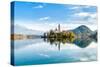 Lake Bled Slovenia. Beautiful Mountain Lake with Small Pilgrimage Church. Most Famous Slovenian Lak-null-Stretched Canvas