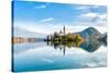 Lake Bled Slovenia. Beautiful Mountain Lake with Small Pilgrimage Church. Most Famous Slovenian Lak-null-Stretched Canvas