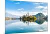 Lake Bled Slovenia. Beautiful Mountain Lake with Small Pilgrimage Church. Most Famous Slovenian Lak-null-Mounted Photographic Print