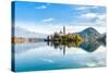 Lake Bled Slovenia. Beautiful Mountain Lake with Small Pilgrimage Church. Most Famous Slovenian Lak-null-Stretched Canvas