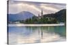 Lake Bled Sunrise Landscape-Matthew Williams-Ellis-Stretched Canvas