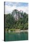 Lake Bled, Upper Carniola, Slovenia. Bled Castle seen across the lake. Tourists enjoying boating...-null-Stretched Canvas