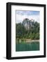 Lake Bled, Upper Carniola, Slovenia. Bled Castle seen across the lake. Tourists enjoying boating...-null-Framed Photographic Print