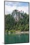 Lake Bled, Upper Carniola, Slovenia. Bled Castle seen across the lake. Tourists enjoying boating...-null-Mounted Photographic Print