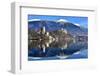 Lake Bled with Santa Maria Church (Church of Assumption), Gorenjska, Julian Alps, Slovenia, Europe-Karen Deakin-Framed Photographic Print