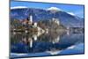 Lake Bled with Santa Maria Church (Church of Assumption), Gorenjska, Julian Alps, Slovenia, Europe-Karen Deakin-Mounted Photographic Print