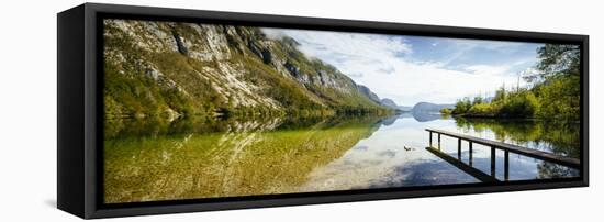 Lake Bohinj at dusk, Triglav National Park, Upper Carniola, Slovenia-Panoramic Images-Framed Stretched Canvas