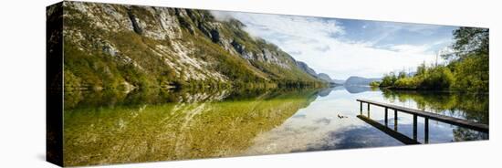 Lake Bohinj at dusk, Triglav National Park, Upper Carniola, Slovenia-Panoramic Images-Stretched Canvas