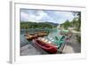 Lake Bohinj (Bohinjsko jezero), Triglav National Park, Upper Carniola, Slovenia. Canoes for rent...-null-Framed Photographic Print