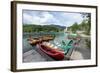 Lake Bohinj (Bohinjsko jezero), Triglav National Park, Upper Carniola, Slovenia. Canoes for rent...-null-Framed Photographic Print