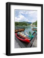 Lake Bohinj (Bohinjsko jezero), Triglav National Park, Upper Carniola, Slovenia. Canoes for rent...-null-Framed Photographic Print