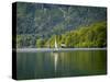 Lake Bohinj (Bohinjsko jezero), Triglav National Park, Upper Carniola, Slovenia. Sailing on the...-null-Stretched Canvas