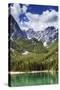 Lake Braies and Dolomite Alps, Northern Italy-null-Stretched Canvas