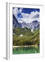 Lake Braies and Dolomite Alps, Northern Italy-null-Framed Photographic Print