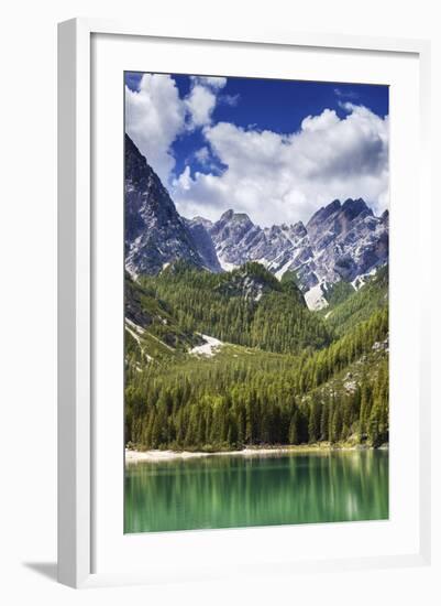 Lake Braies and Dolomite Alps, Northern Italy-null-Framed Photographic Print