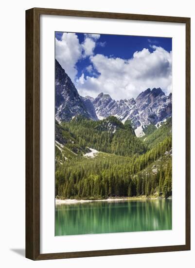 Lake Braies and Dolomite Alps, Northern Italy-null-Framed Photographic Print