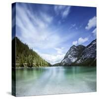 Lake Braies and Dolomite Alps, Northern Italy-null-Stretched Canvas