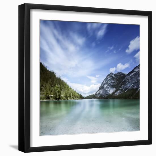 Lake Braies and Dolomite Alps, Northern Italy-null-Framed Photographic Print