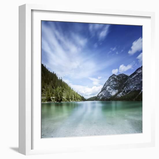 Lake Braies and Dolomite Alps, Northern Italy-null-Framed Photographic Print