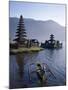 Lake Bratan, Pura Ulun Danu Bratan Temple and Boatman, Bali, Indonesia-Steve Vidler-Mounted Photographic Print