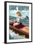 Lake Burton, Georgia - Boating Girl Pinup-Lantern Press-Framed Art Print