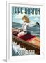 Lake Burton, Georgia - Boating Girl Pinup-Lantern Press-Framed Art Print