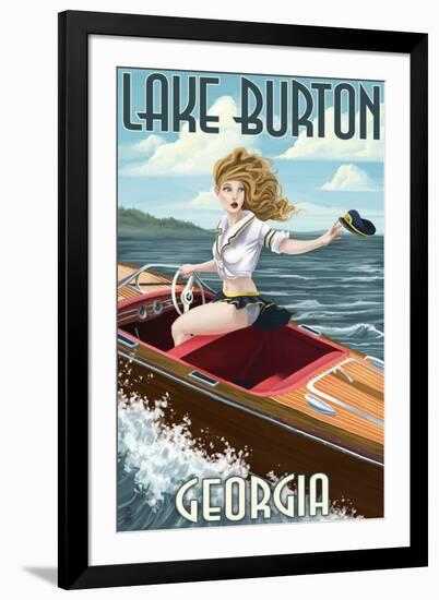 Lake Burton, Georgia - Boating Girl Pinup-Lantern Press-Framed Art Print