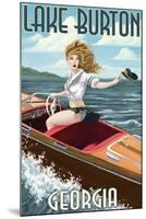 Lake Burton, Georgia - Boating Girl Pinup-Lantern Press-Mounted Art Print