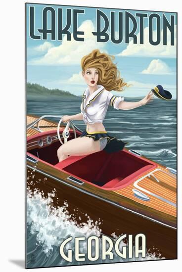 Lake Burton, Georgia - Boating Girl Pinup-Lantern Press-Mounted Art Print