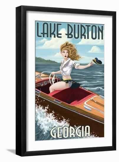 Lake Burton, Georgia - Boating Girl Pinup-Lantern Press-Framed Art Print