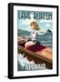 Lake Burton, Georgia - Boating Girl Pinup-Lantern Press-Framed Art Print