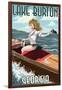 Lake Burton, Georgia - Boating Girl Pinup-Lantern Press-Framed Art Print