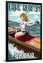 Lake Burton, Georgia - Boating Girl Pinup-Lantern Press-Framed Art Print