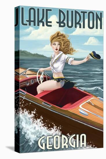 Lake Burton, Georgia - Boating Girl Pinup-Lantern Press-Stretched Canvas