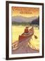 Lake Burton, Georgia - Canoe Sunset-Lantern Press-Framed Art Print