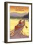 Lake Burton, Georgia - Canoe Sunset-Lantern Press-Framed Art Print