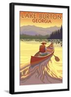 Lake Burton, Georgia - Canoe Sunset-Lantern Press-Framed Art Print