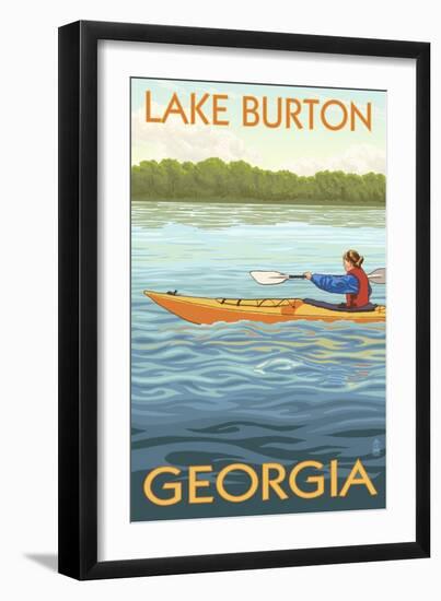 Lake Burton, Georgia - Kayak Scene-Lantern Press-Framed Art Print