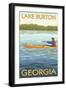 Lake Burton, Georgia - Kayak Scene-Lantern Press-Framed Art Print