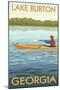 Lake Burton, Georgia - Kayak Scene-Lantern Press-Mounted Art Print